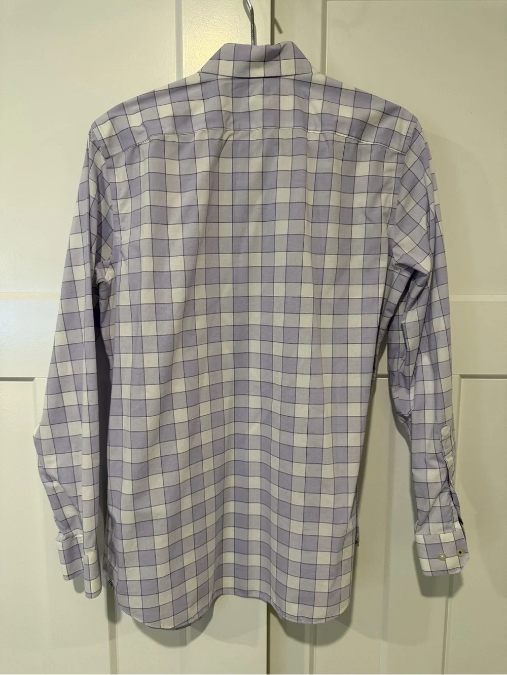 Banana Republic Men's Lavender and White Check Dress Shirt
